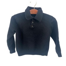 Club Room Boys Kids Lg Toddler Black Merino Wool Polo Sweater READ