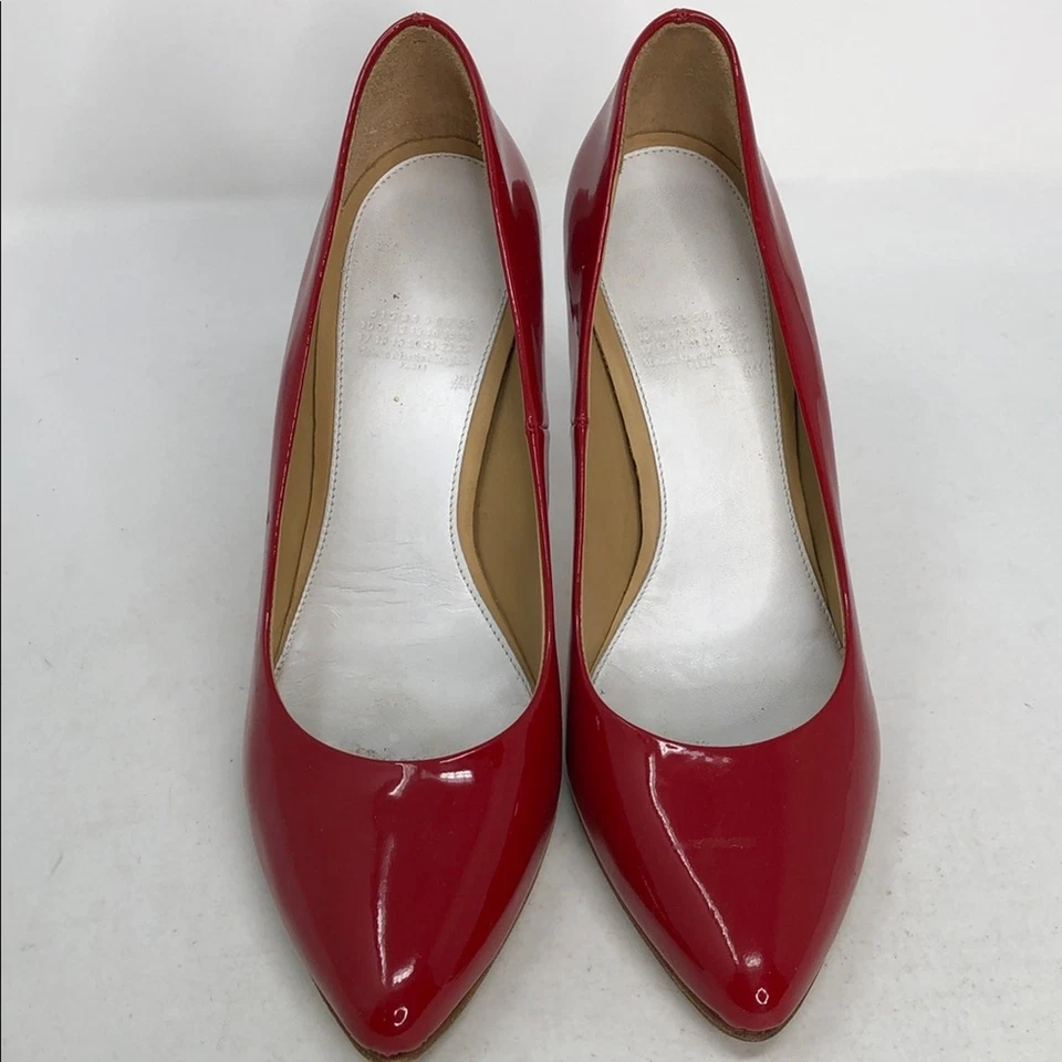 Salto anabela feminino Maison Martin Margiela x H&M Plexi couro envernizado vermelho tamanho 10 - Imagem 4 de 4