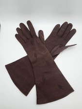 Elvette by dawnelle Brown Gloves SIze 7 Embroidered