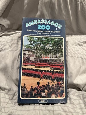 Vintage Wooden Puzzle Ambassador Hand Cut England 200pc Trooping The Colour