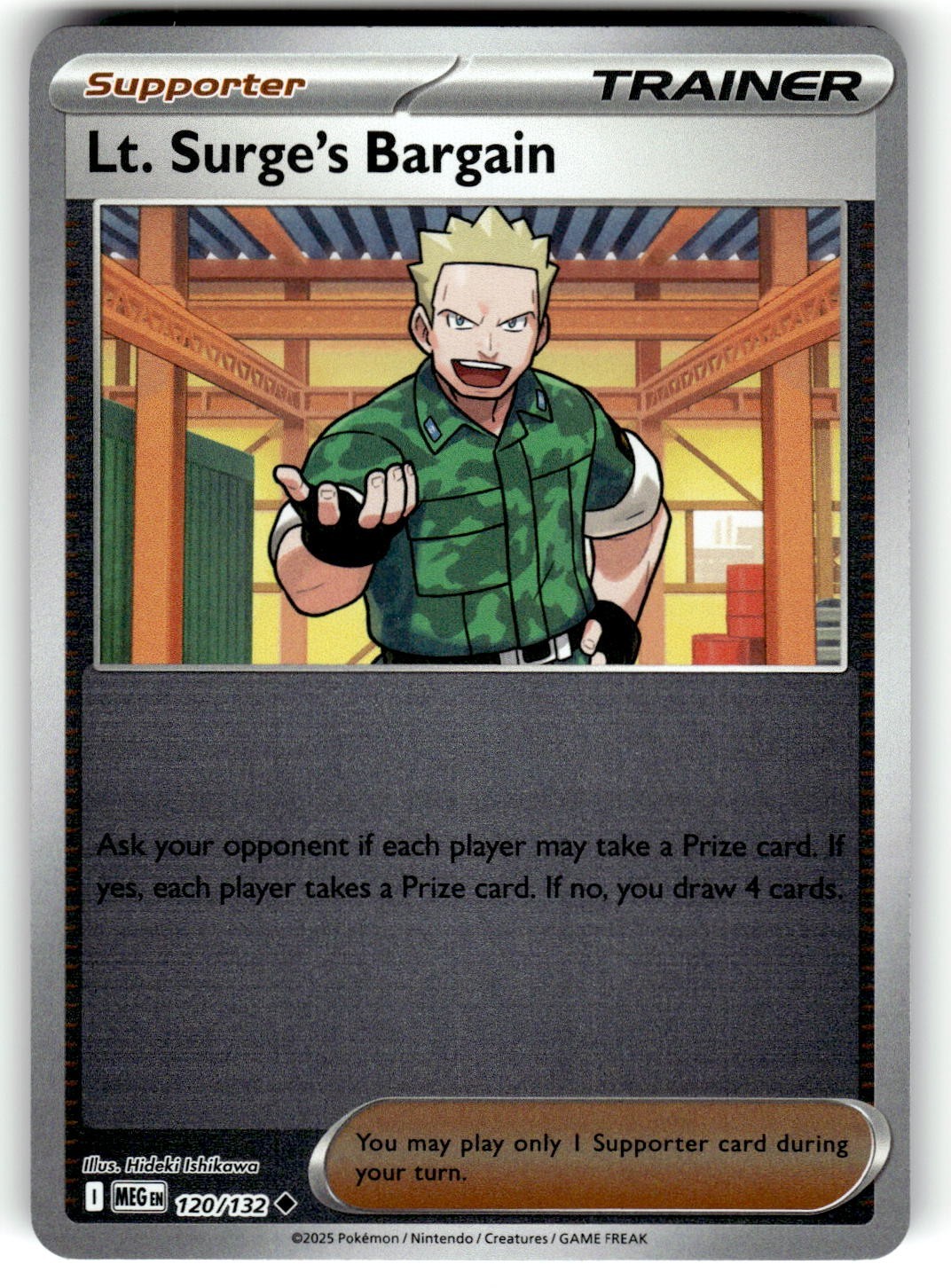 Pokemon 2025 ME01: Mega Evolution Lt. Surge's Bargain 120/132 Reverse Foil