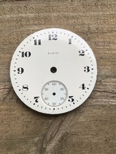 Vintage Elgin Pocket Watch White Porcelain Dial Arabic Numerals 33.75 Dial Sz 6