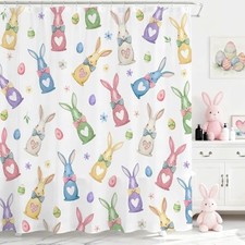 Easter Shower Curtain Cute Colorful Eggs easter 1 72"W x 72"L Pack of 1 