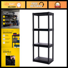 4-Shelf Plastic Storage Shelves - 48"x23"x14", 200lb Capacity, Easy Assembly, Du