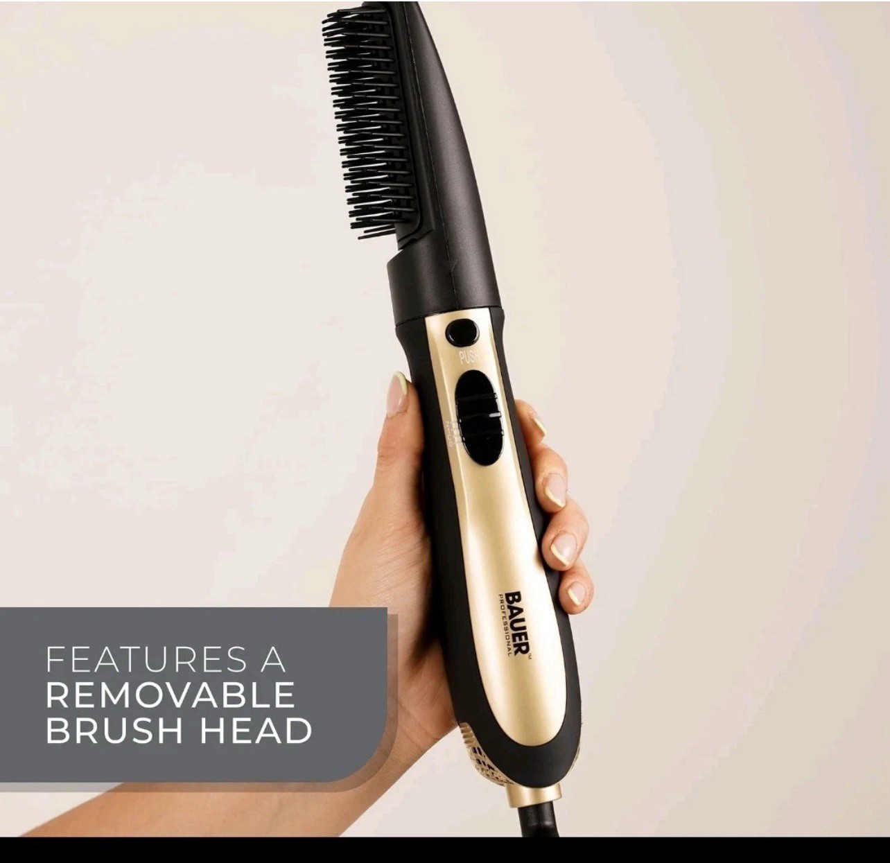 Bauer Professional  Wet & Dry Hot Air Brush Styler 2 Heat Settings Black & Gold