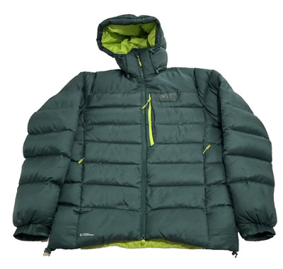 Millet Large Pertex Endurance 700 fill Down Hooded Jacket Green Puffer Belay