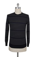  1395 Kiton Dark Blue Cotton Blend Crewneck Sweater - KT124261 
