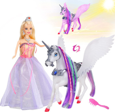 Color Changing Unicorn & Princess Doll, Color Change on Whole Unicorn under Suns