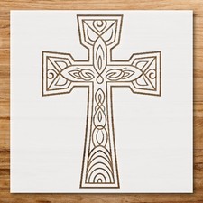 Intricate Decorative Cross Pattern Wall Art Reusable Plastic Stencil - Stenci