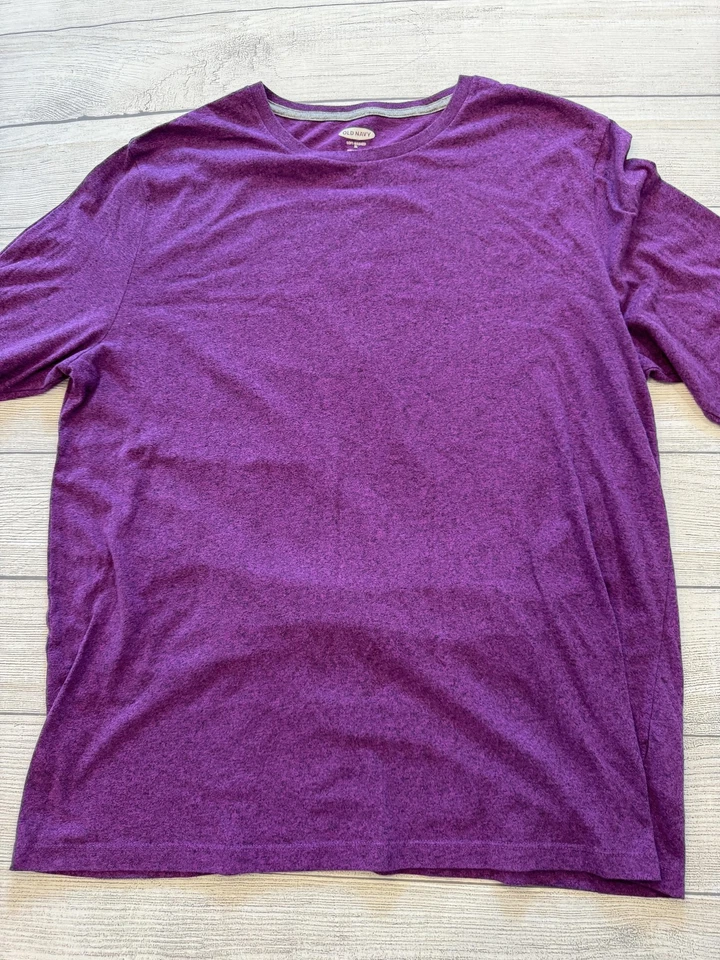 Camisa Antigua Azul Marino Para Hombres XL Púrpura Suave Lavada Manga Larga Cuello Redondo Brezo Camiseta Foto 3 de 4