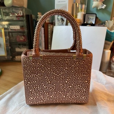 Zara Mini City Bag with Rhinestone Accents, Chain Strap