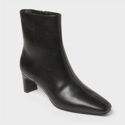 A New Day Women Black Tigris Ankle Boots Size 11 Chic Block Heel Pointed Booties