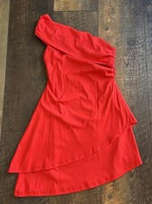 Women's Red Mini Dress One Shoulder Size Medium Asymmetrical Bodycon NWOT