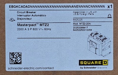 Masterpact MTZ2-20N Circuit Breaker Frame MicroLogic X - 2000A