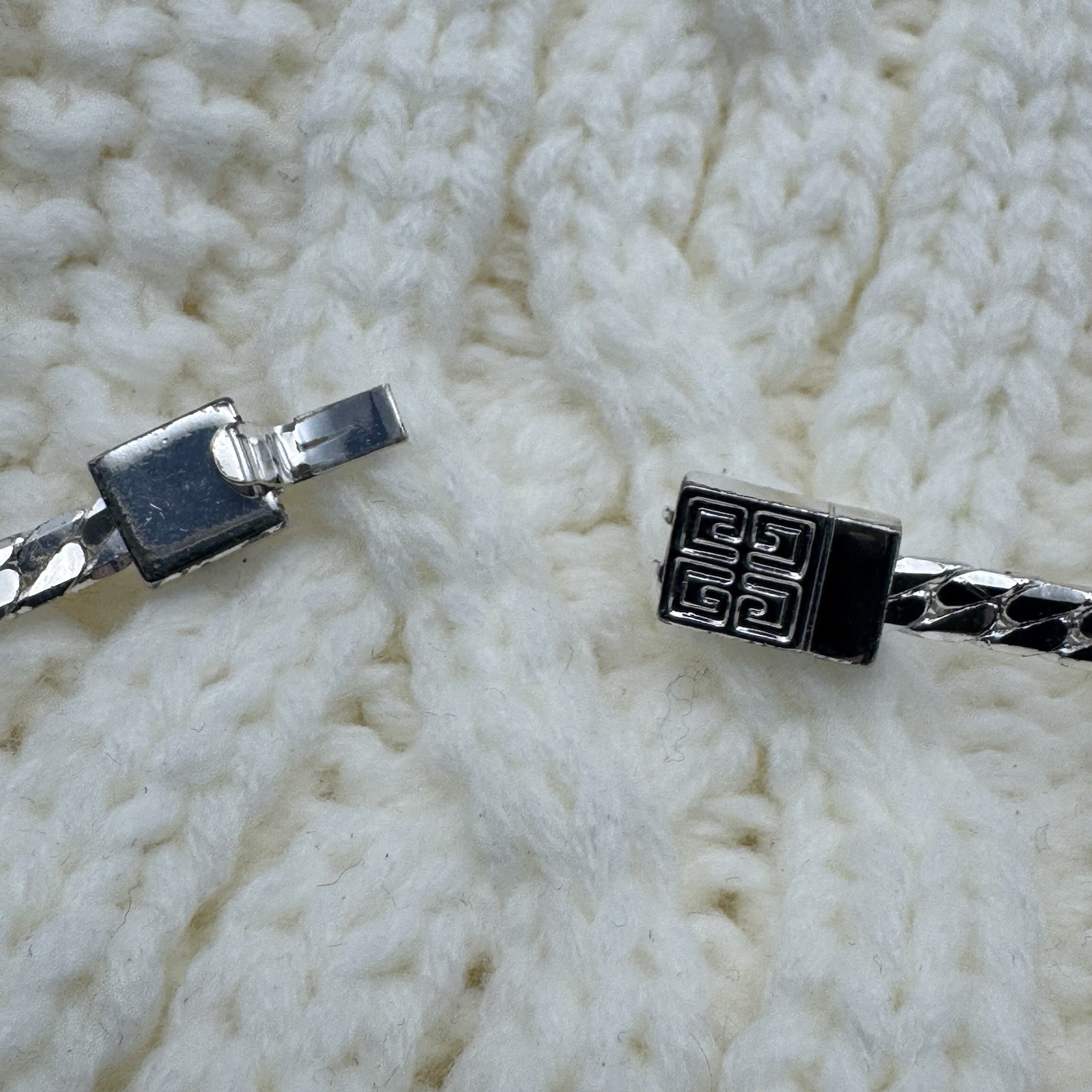 Givenchy Silver Tone Herringbone Chain Necklace V… - image 5