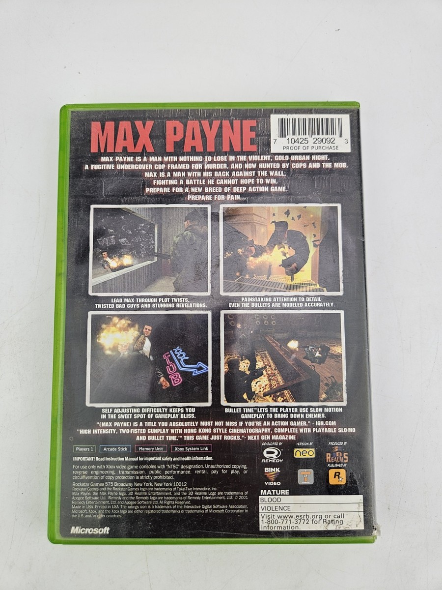 Max Payne (Microsoft Xbox, 2001) Original xbox First person