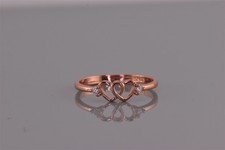 Rose Sterling Silver Cubic Zirconia Accented Double Hearts Band Ring 925 Sz: 9