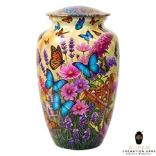 Elegant Butterfly Floral Cremation Urn for Ashes   Handcrafted Aluminum Memorial
