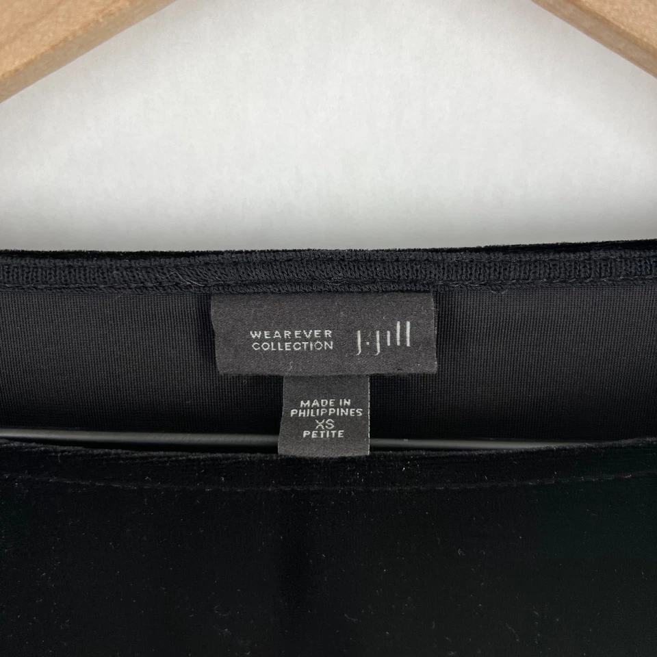 Blusa túnica J. Jill Wearever feminina PXS veludo preto mídia mista fenda lateral - Imagem 3 de 4
