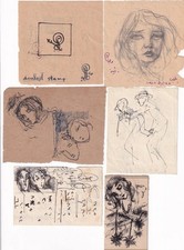 6 bocetos orientales árabes originales pintura artista egipcio "Hassan Sabri"