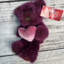 Russ Bear Purple Heart Hugger Berries NEW 8" Pink Heart Purple Teddy Bear