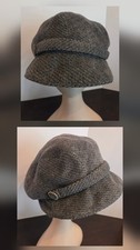 San Diego Hat Womens Newsboy Cabbie Baker Boy Cap Gray Tweed Rhinestone Accents