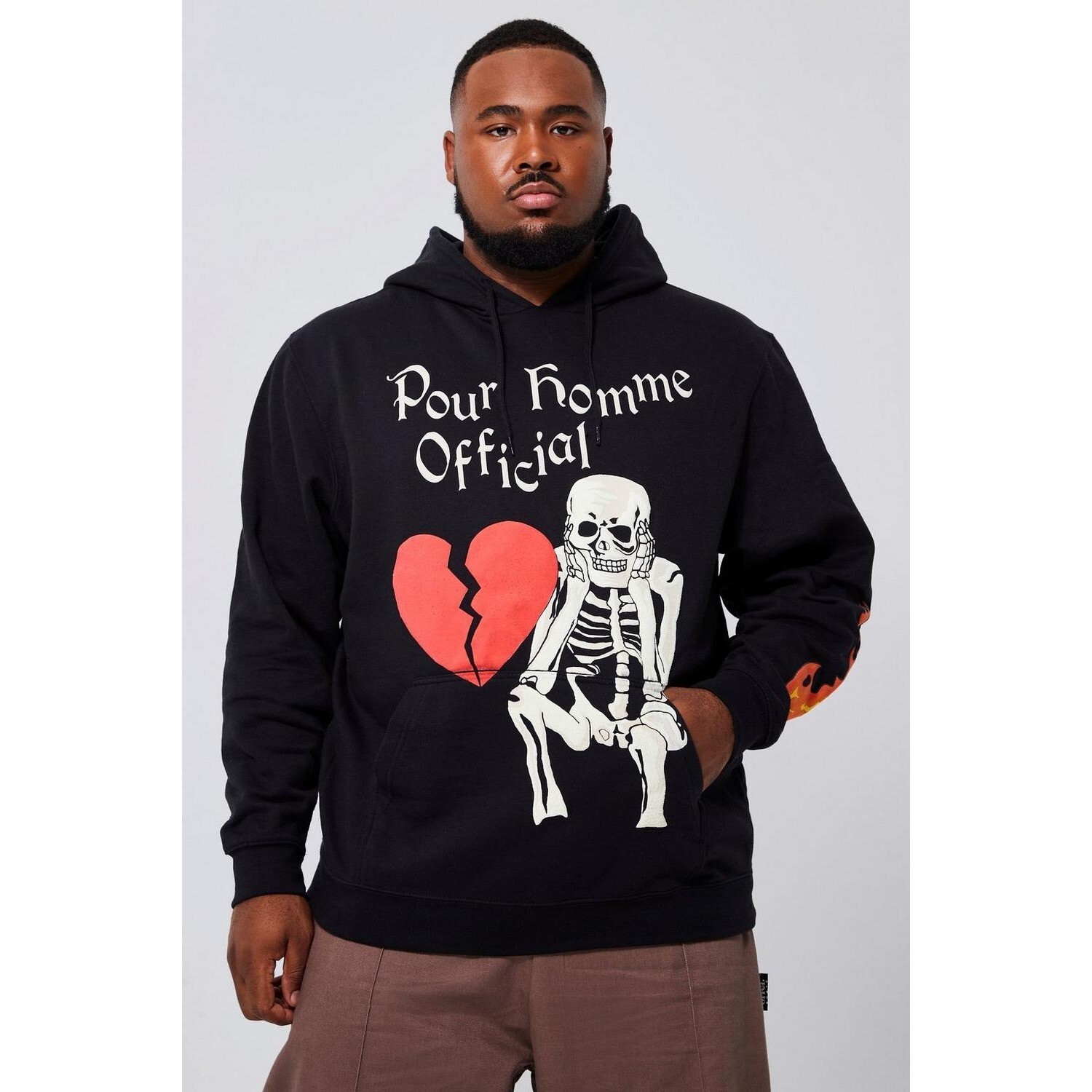 NWT boohoo Mens PLUS SKELETON PUFF PRINT GRAPHIC HOODIE Size XXL Color  Black | eBay