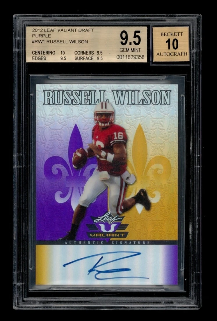 Russell Wilson Leaf Valiant #RW1 Autograph-Purple