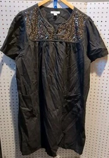 Go Softly Patio Dress XL Black Short Sleeve Pockets Sequin