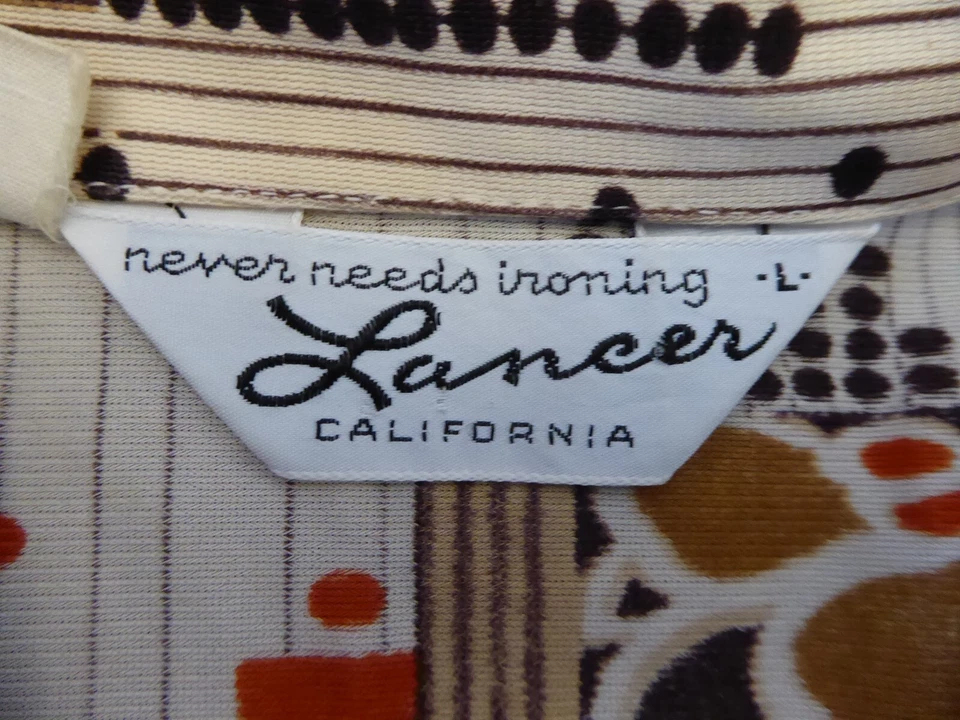 VTG 1970's Lancer California Poly Stitched LONG SLEEVE SHIRT Men's Large, EUC - Image 2 of 4