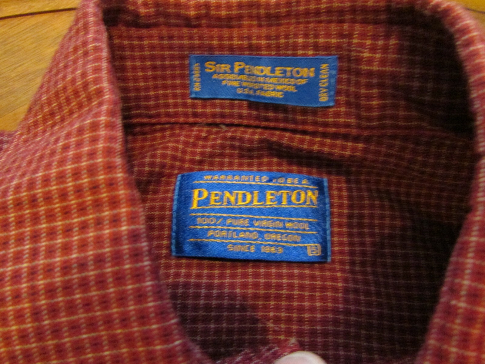 SIR PENDLETON Worsted Wool Red Wine Checked Butto… - image 4