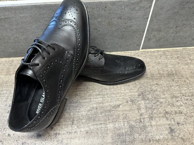 River island Black Leather Lace Up Brogue Derby Men Shoes UK in Black  UK