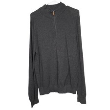 Brooks Brothers Mens Gray 1/4 Zip Pullover Sweater Size Large Lightweight