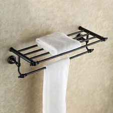 Oil Rubbed Bronze Towel Rack Bathroom Hotel Rail Holder Storage Shelf fba821