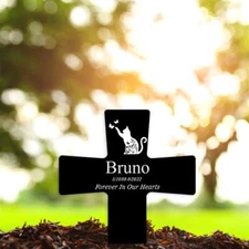 Personalized Cat Memorial Acrylic Plaque Stake, Garden Grave Marker, Pet Grave