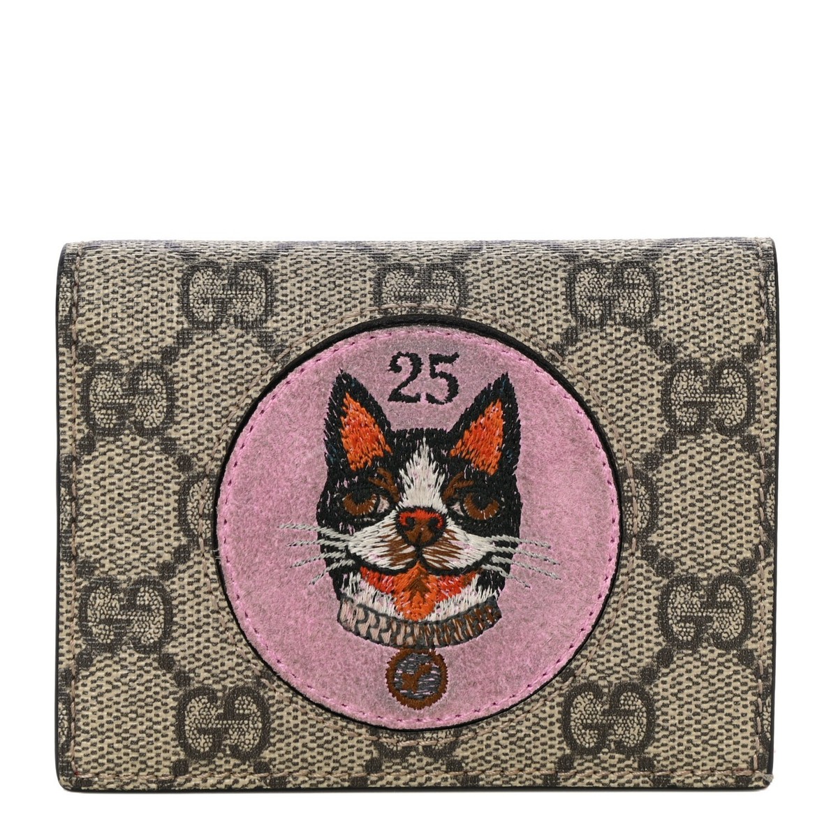 Gucci Dog Brown 25 GG Card Case Pink Leather Small Wallet Gucci Dog Brown 25 GG Card Case Pink Leather Small Wallet