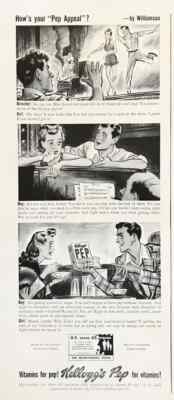 1942 Kellogg's Pep Cereal PRINT AD How's Your Pep Appeal? Art by Willamson