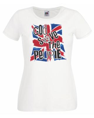Damen God Save the People Punk Anarchy Pistols UK GB Union Jack T-Shirt