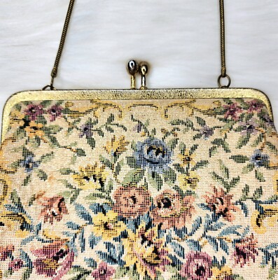 【昭和レトロ】ハンドバッグ　(プリンセス) Vintage G.H.L. Princess Style Tapestry Purse Made In Germany