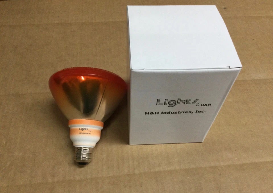 2 PIECES 19 Watt 3200K AMBER BR38 CFL Light Bulbs - Image 3 of 4