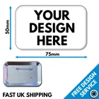 Rectangular Custom Badges • 75 x 50mm Metal Personalised Printed Pin Badge
