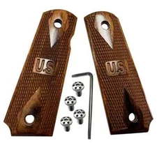 1911 Classic Wood Grips Full Size W/ Screws Embossed U.S. fits Springfield Colt 