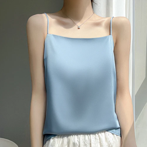 Sexy Women Silk Camisole Satin Spaghetti Strap Vest Tank Top Sleeveless T-Shirt - Picture 15 of 34