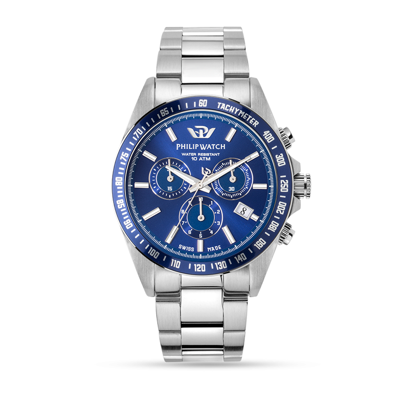 Orologio Philip Watch Caribe R8273607005 Uomo Cronografo Blu 42 mm Acciaio new