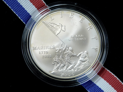 2005-P $1 Marines Commemorative Silver Dollar in Box w/ COA - Picture 3 of 5