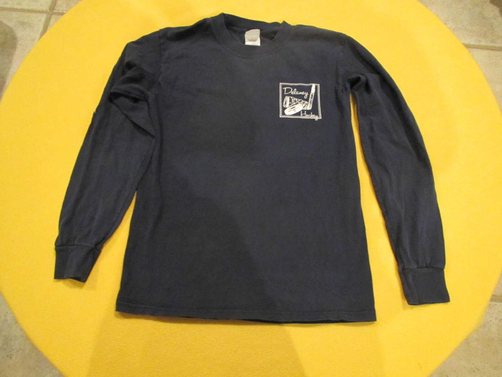 Mens GILDAN ULTRA COTTON Activewear Delaney Hockey Long Sleeve Shirt Blue SZ-S
