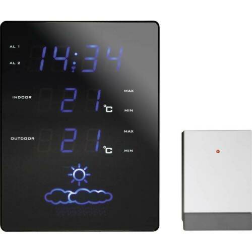 TFA Dostmann Termoigrometro digitale BLACK & WHITE, 30.5054.01, E-INK display, temperatura interna, umidità, valori massimi e minimi, ora e data, nero