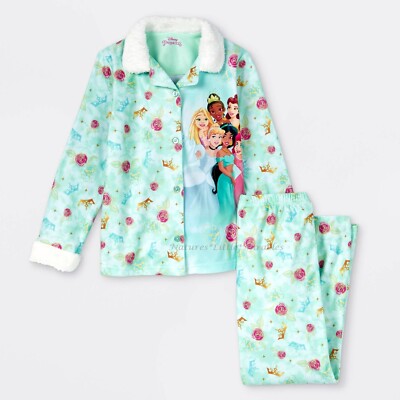 Disney Princess Christmas Pajamas Girls Size 4-12 Set Ariel Tiana Belle Jasmine