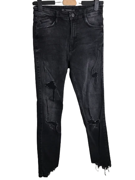 Zara Jeans Noir Femme Denim Destroy Skinny Slim Occasion Bonne
