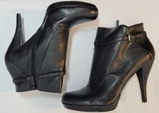 NEW in BOX Nine West AMITA Black Faux Leather SY High Heel Booties 12M